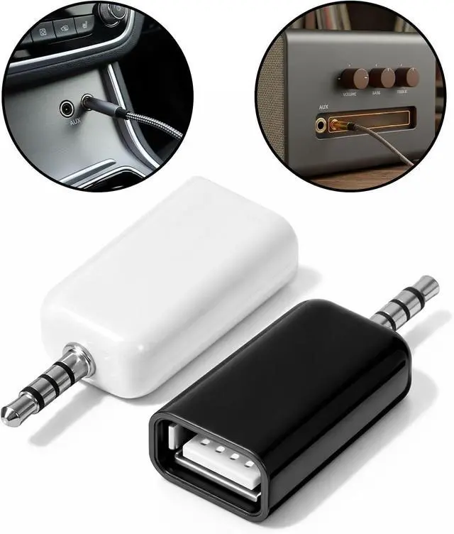 Alt view image 4 of 6 - 2 PCS Aux to USB Adapter - USB Female to 3.5mm Jack Audio Adapter for Flash Drive Car CD Player, Mp3 Music - Auxiliary Port