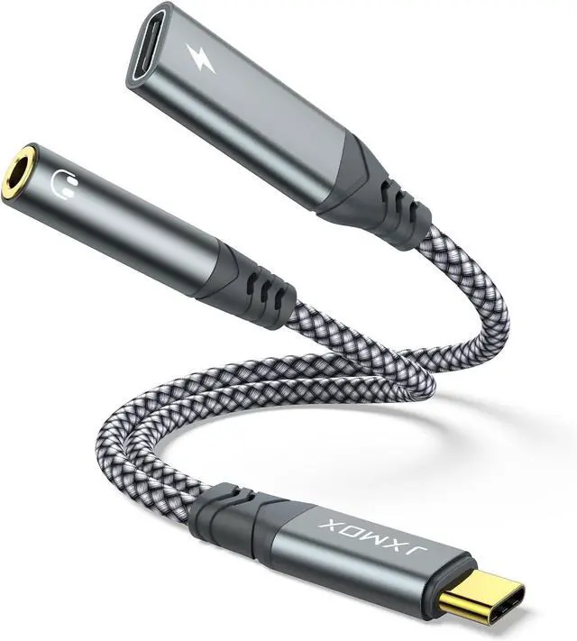 Main image of USB C to 3.5mm Headphone and Charger Adapter, 2-in-1 USB Type C to Aux Jack Dongle Cable with PD 60W Fast Charging for iPhone 15 16 17 Pro Max Air, Samsung Galaxy S23 S24 S25 Ultra, Note 20, iPad Pro