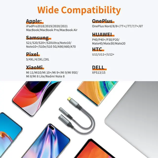 Alt view image 6 of 6 - USB C to 3.5mm Headphone and Charger Adapter, 2-in-1 USB Type C to Aux Jack Dongle Cable with PD 60W Fast Charging for iPhone 15 16 17 Pro Max Air, Samsung Galaxy S23 S24 S25 Ultra, Note 20, iPad Pro