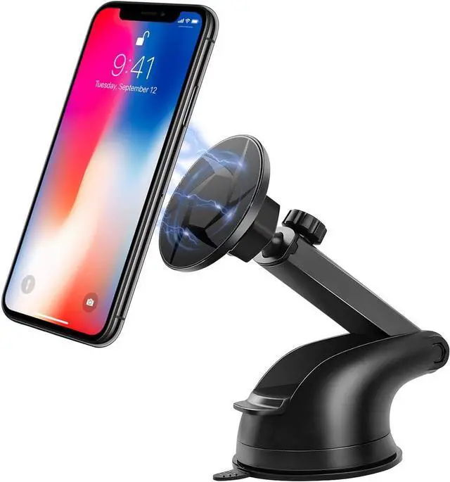 Main image of Magnetic Car Phone Holder, Vehicle Windshield Dashboard Cellphone Mount, Suction Cup Hands Free Automotive Smartphones Stand Accessories, Universal for SUV, Sedan, Truck (Style A)
