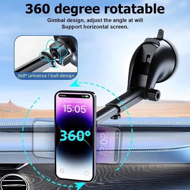 Alt view image 6 of 6 - Magnetic Car Phone Holder, Vehicle Windshield Dashboard Cellphone Mount, Suction Cup Hands Free Automotive Smartphones Stand Accessories, Universal for SUV, Sedan, Truck (Style A)