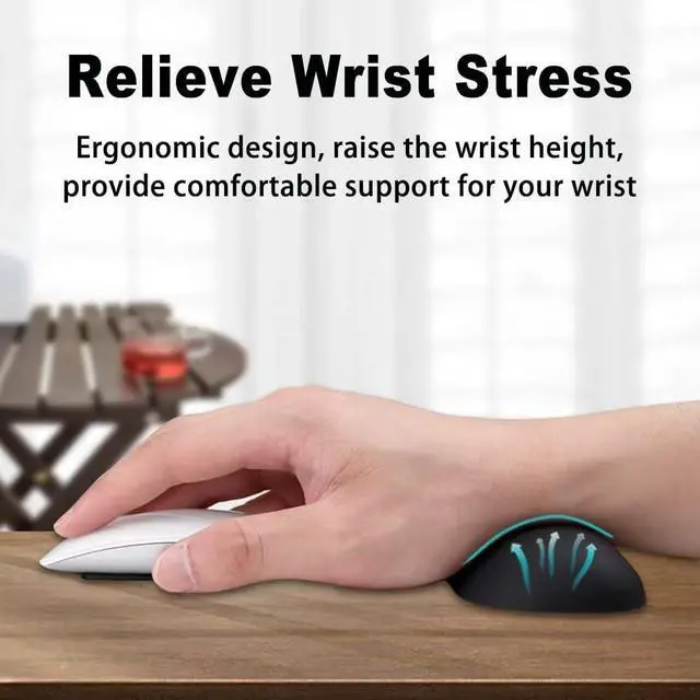 Alt view image 7 of 7 - Wrist Rest for Mouse, Ergonomic Soft Silicone Wrist Cushion Support Pad, Mouse Wrist Pad with Non-Slip Base for Typing Pain Relief, Office, Home, Gaming, Computer, Black