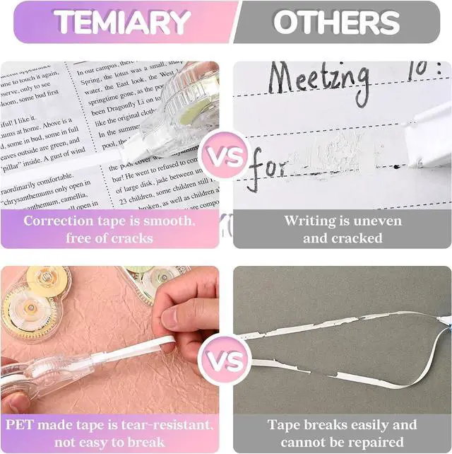 Alt view image 3 of 7 - 6 Pcs Correction Tapes for Instant Corrections, Easy To Use White Smooth Pull Out Tape, Aesthetic Correction Tape for School Office (Macaron)