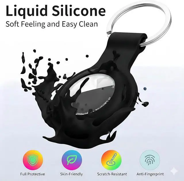 Alt view image 7 of 7 - 4 Pack Compatible with AirTag Holder Case Silicone Tracker Tags Keychain | Waterproof Case Cover for Air Tag Holder Tracking Devices Item Finders Accessories Air tagHolder for Dogs Kids Bags Luggage