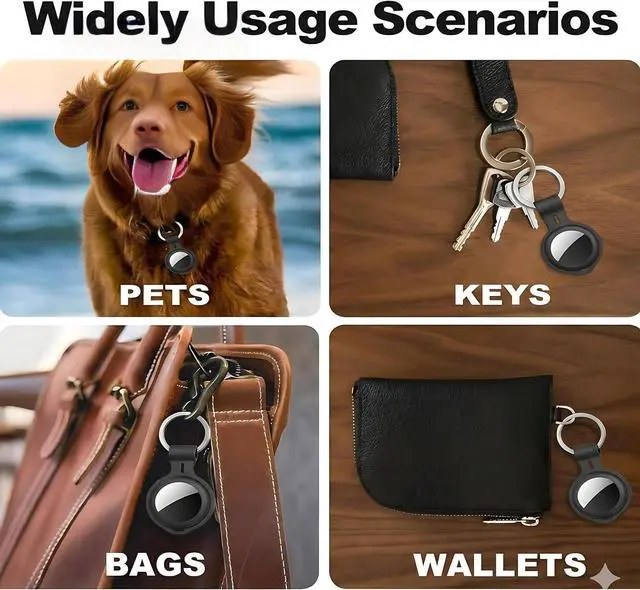 Alt view image 3 of 7 - 4 Pack Compatible with AirTag Holder Case Silicone Tracker Tags Keychain | Waterproof Case Cover for Air Tag Holder Tracking Devices Item Finders Accessories Air tagHolder for Dogs Kids Bags Luggage