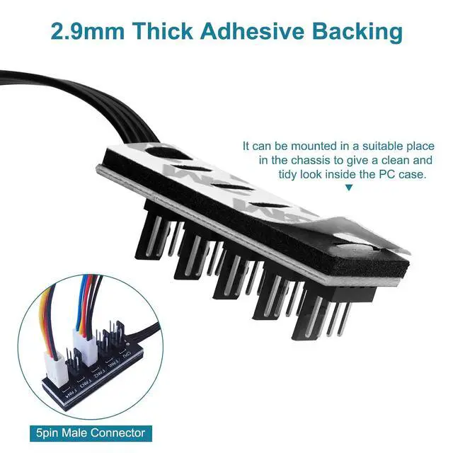 Alt view image 2 of 5 - Fan Hub,Compatible 3PIN/4PIN PC Fan Splitter.PWM Fans Hub for Desktop PC Cooling Fans,Computer DIY,1 to 5