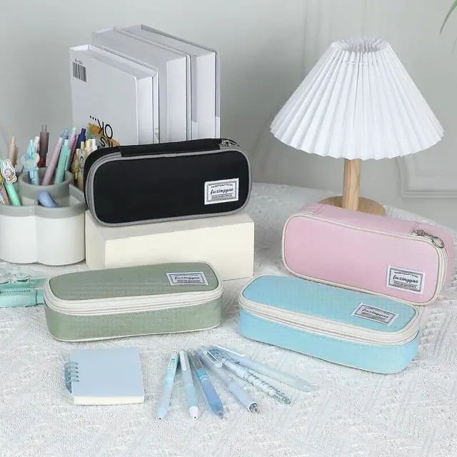 Alt view image 3 of 5 - Pencil Case, Multi-compartment Pencil Pouch, Portable Pencil Bag (Black with Gray)