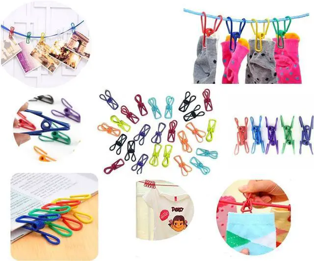 Alt view image 5 of 7 - 30 Pcs 2 Inch 10 Different Random Colors Chip Clips, PVC Coating High Elasticity Strength Clothes Pins, Food Clips and Bag Clips