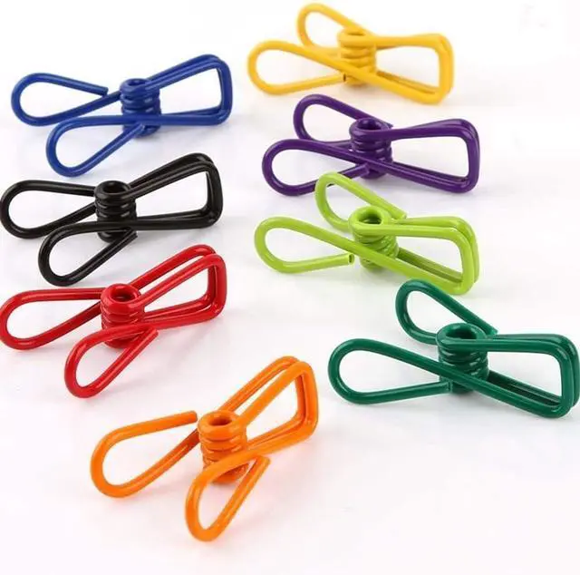 Alt view image 6 of 7 - 30 Pcs 2 Inch 10 Different Random Colors Chip Clips, PVC Coating High Elasticity Strength Clothes Pins, Food Clips and Bag Clips