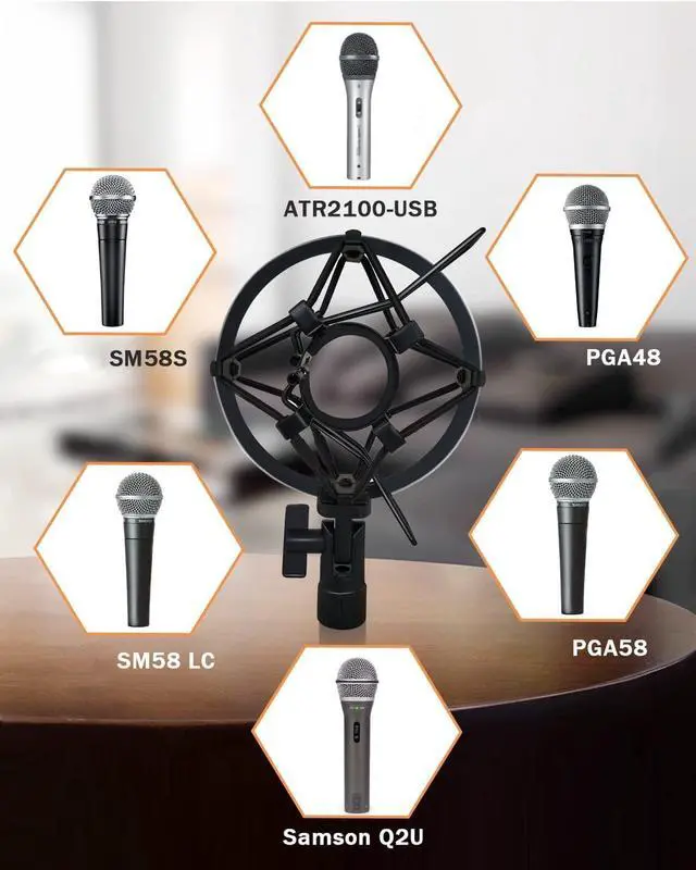 Alt view image 4 of 6 - Microphone Shock Mount Mic Holder For Samson Q2U SM58 ATR2100-USB Behringer Xm8500, Mic Clip Holder Mount for Diameter 28mm-32mm Dynamic Microphone Like AT2005-USB PGA48 PGA58