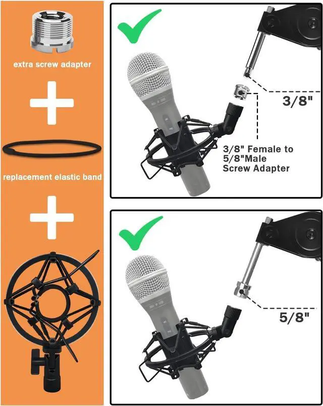 Alt view image 2 of 6 - Microphone Shock Mount Mic Holder For Samson Q2U SM58 ATR2100-USB Behringer Xm8500, Mic Clip Holder Mount for Diameter 28mm-32mm Dynamic Microphone Like AT2005-USB PGA48 PGA58