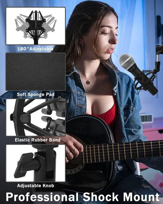 Alt view image 5 of 6 - Microphone Shock Mount Mic Holder For Samson Q2U SM58 ATR2100-USB Behringer Xm8500, Mic Clip Holder Mount for Diameter 28mm-32mm Dynamic Microphone Like AT2005-USB PGA48 PGA58