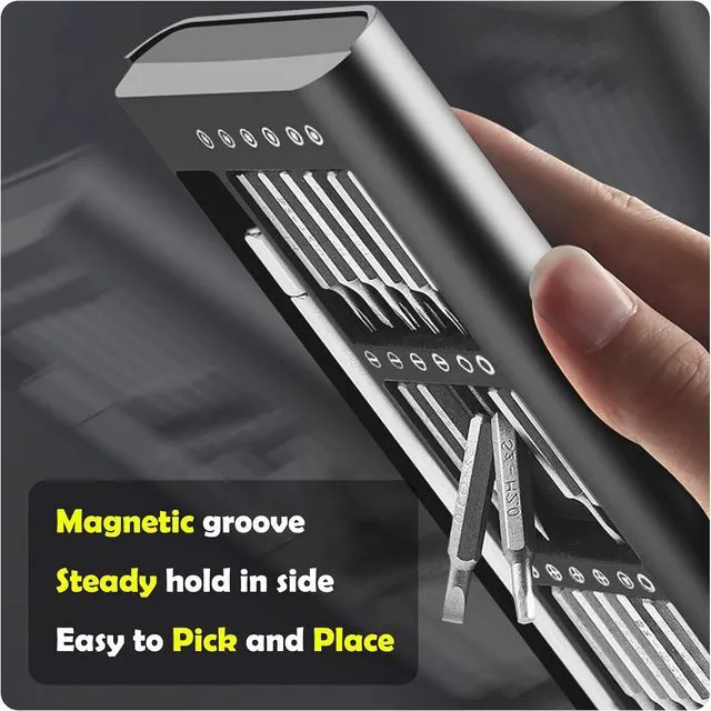 Alt view image 7 of 7 - Precision Screwdriver Set, 27 in 1 Small Screwdriver Set Magnetic, Mini S2 Steel Bits with Tweezers, Magnetic Mini Repair Tool Kit for Laptop, Phone, PC, Glasses, Watch, Electronic