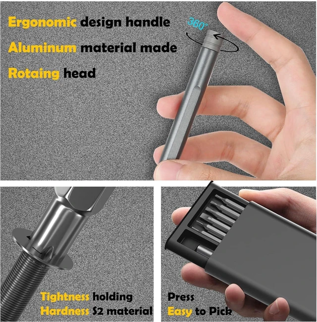 Alt view image 3 of 7 - Precision Screwdriver Set, 27 in 1 Small Screwdriver Set Magnetic, Mini S2 Steel Bits with Tweezers, Magnetic Mini Repair Tool Kit for Laptop, Phone, PC, Glasses, Watch, Electronic