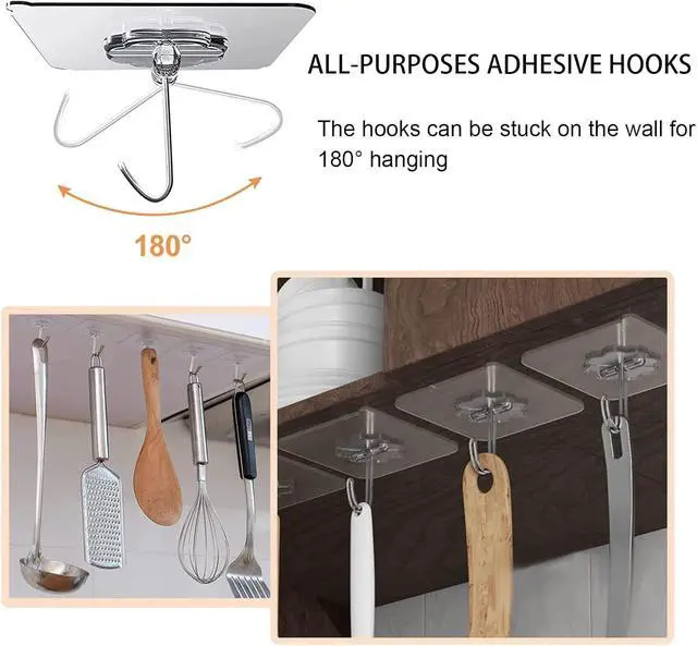 Alt view image 2 of 7 - Hooks for Hanging,Heavy Duty Wall Hooks 20 Pack,Sticky Ceiling