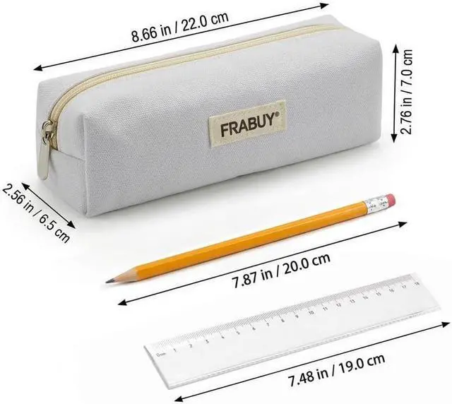 Alt view image 6 of 7 - Canvas Pencil Case Pouch, Multipurpose Pen Bag Stationery White