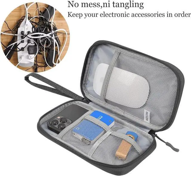 Alt view image 6 of 7 - Electronic Organizer Travel USB Cable Accessories Case Bag, Waterproof Electronics Accessories Bag Organizer Case for USB, Cable, Cord, Charger, Phone, Power Bank, Earphone (Dark Gray)