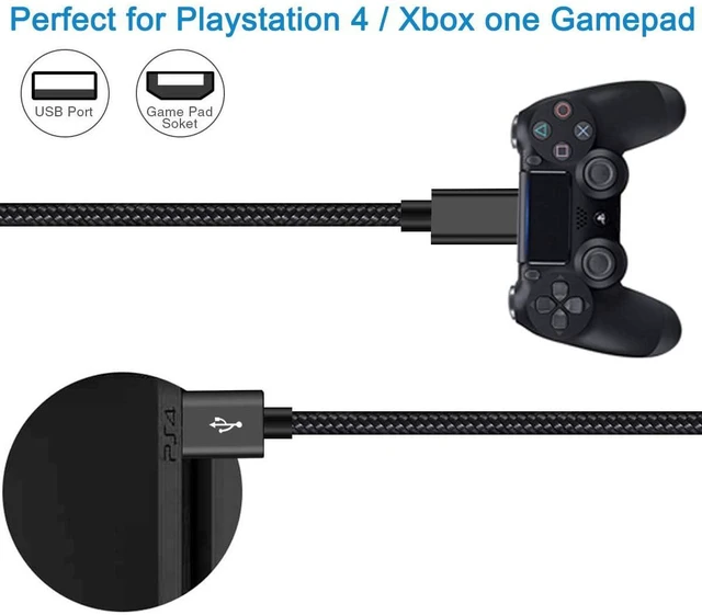 Alt view image 5 of 5 - PS4 Controller Charger Cable for Xbox One Controller,Micro USB Cable PS4 Charger Cord for Sony PlayStation 4 DualShock,PS 4 Slim/Pro Game Consoles,Braided Micro B Charging Wire for Xbox One S/X 10ft