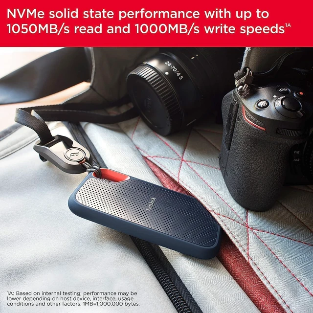 Alt view image 3 of 6 - SanDisk 2TB Extreme Portable SSD - Up to 1050MB/s, USB-C, USB 3.2 Gen 2, IP65 Water and Dust Resistance, Updated Firmware - External Solid State Drive - SDSSDE61-2T00-Z25