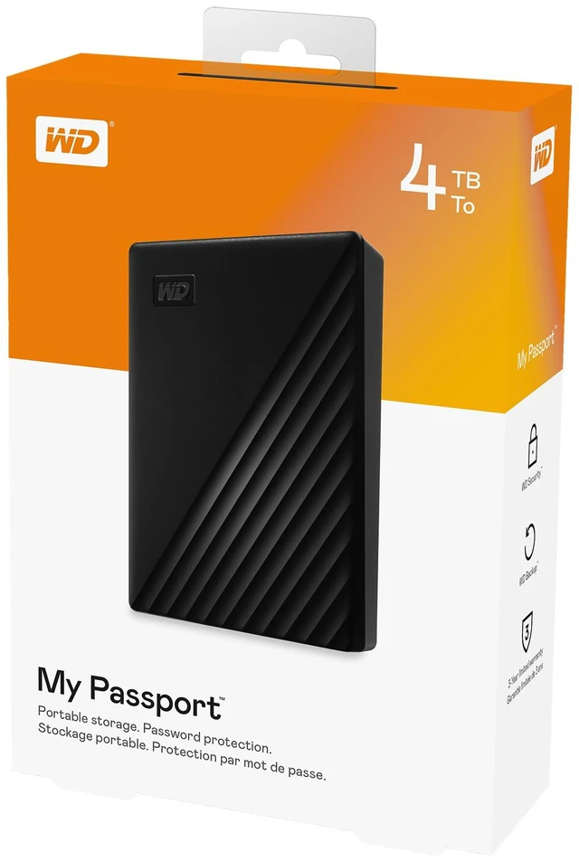 Alt view image 7 of 7 - WD 4TB My Passport Portable Storage External Hard Drive USB 3.2 for PC/MAC Black (WDBPKJ0040BBK-CESN)