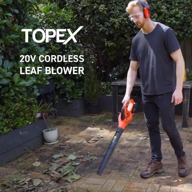 Alt view image 2 of 7 - TOPEX 20V MAX Cordless Leaf Blower with 1.5Ah Battery and Charger