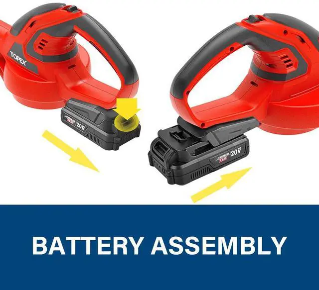 Alt view image 3 of 7 - TOPEX 20V MAX Cordless Leaf Blower with 1.5Ah Battery and Charger