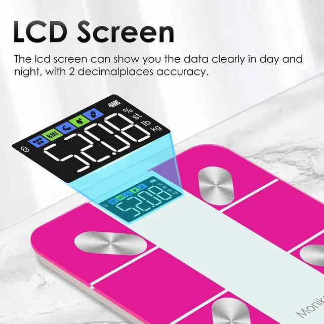Alt view image 5 of 7 - Monika Smart Scale Digital Bathroom Scale for Body Weight Fat Muscle Mass Bluetooth Accurate Weight Scale with Smartphone App
