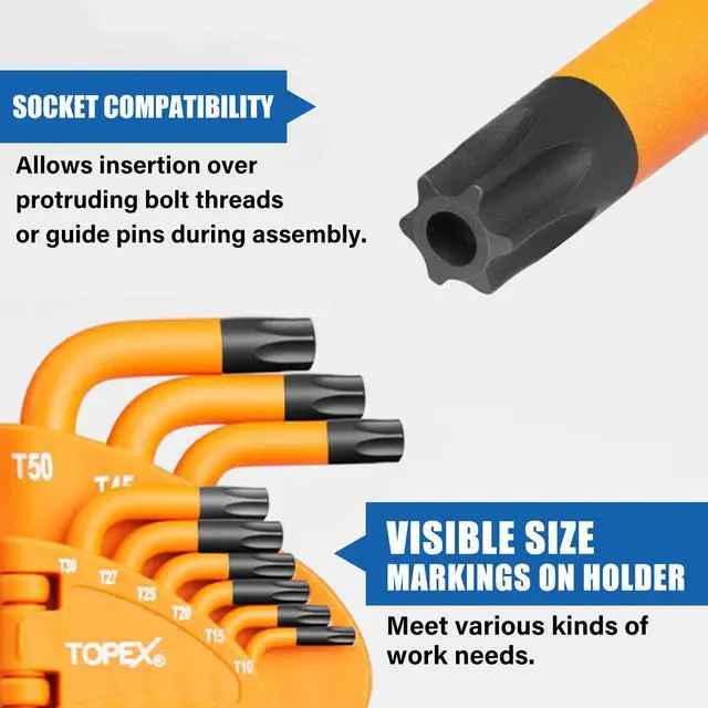 Alt view image 5 of 7 - TOPEX 38Pcs Allen Key Set Hex Key Allen Wrench Folding Hex Key Ball End Metric/SAE/Star