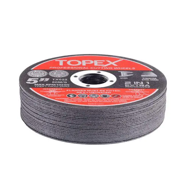 Alt view image 3 of 7 - TOPEX 50-Piece 125mm 5" Professional Cutting Wheels Discs 2 in 1 Steel Inox Ultra Thin