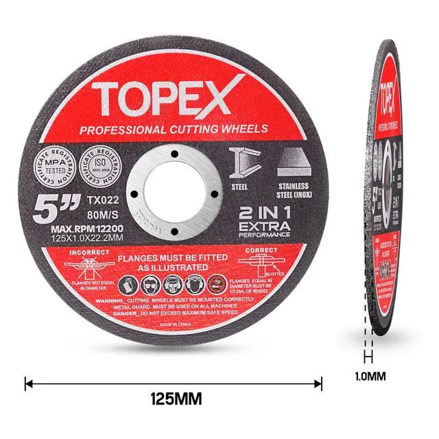 Alt view image 4 of 7 - TOPEX 50-Piece 125mm 5" Professional Cutting Wheels Discs 2 in 1 Steel Inox Ultra Thin