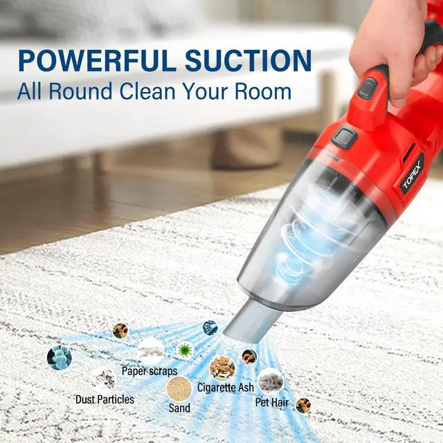 Alt view image 3 of 7 - TOPEX 20V Cordless Handheld Vacuum Cleaner for Home & Car w/ Battery & Charger