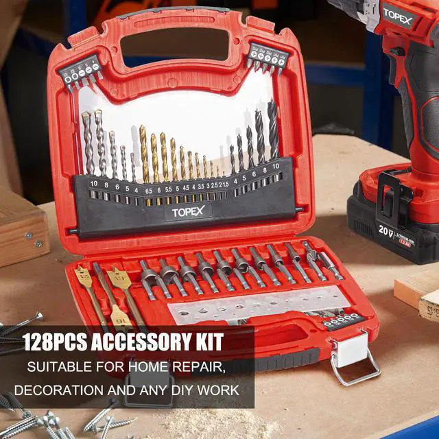 Alt view image 2 of 7 - TOPEX 128 Piece Drill Bit Set HSS Titanium Drill & Screwdriver Bit Set with Case