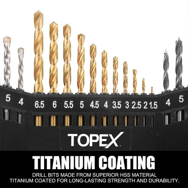 Alt view image 5 of 7 - TOPEX 128 Piece Drill Bit Set HSS Titanium Drill & Screwdriver Bit Set with Case