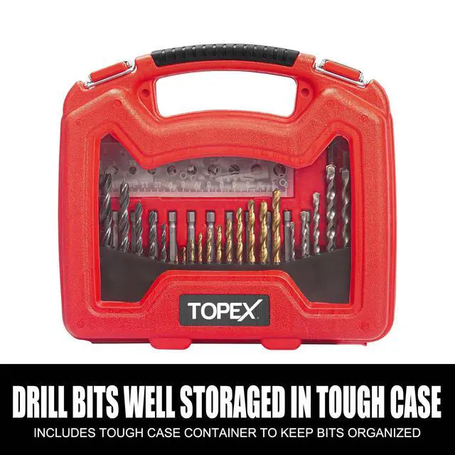 Alt view image 6 of 7 - TOPEX 128 Piece Drill Bit Set HSS Titanium Drill & Screwdriver Bit Set with Case