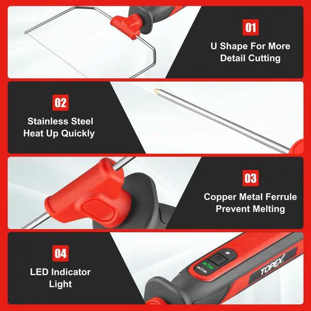 Alt view image 2 of 7 - TOPEX 4V 3-IN-1 Cordless Foam Cutter, Hot Knife Engraving Kit, Electric Styrofoam Polystyrene Cutting Tool Set, with LED light for Crafting and Foam Projects