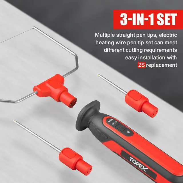 Alt view image 3 of 7 - TOPEX 4V 3-IN-1 Cordless Foam Cutter, Hot Knife Engraving Kit, Electric Styrofoam Polystyrene Cutting Tool Set, with LED light for Crafting and Foam Projects