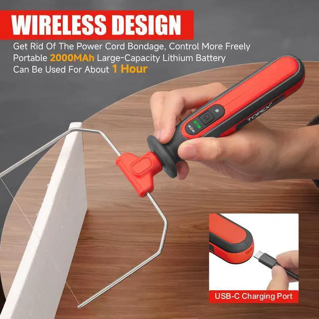 Alt view image 4 of 7 - TOPEX 4V 3-IN-1 Cordless Foam Cutter, Hot Knife Engraving Kit, Electric Styrofoam Polystyrene Cutting Tool Set, with LED light for Crafting and Foam Projects