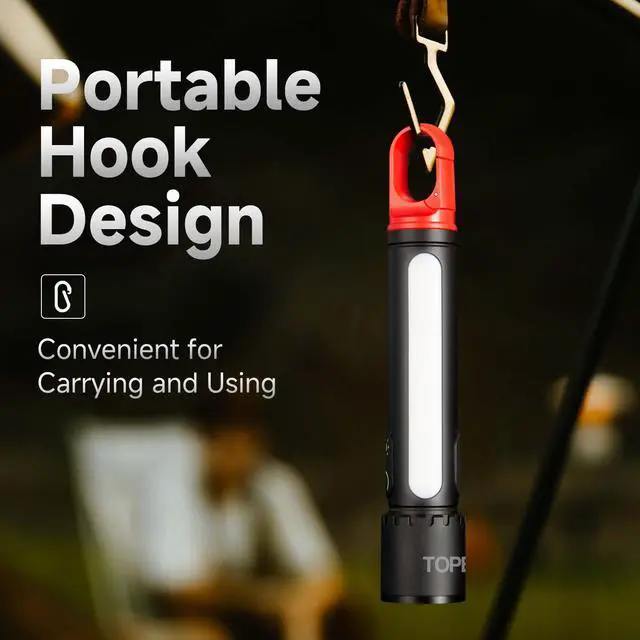 Alt view image 6 of 7 - TOPEX LED Torch Rechargeable, 800 Lumens, 600M Super Bright Adjustable Focus Flashlight, 9 Lighting Modes, Waterproof Torch for Camping, Outdoor