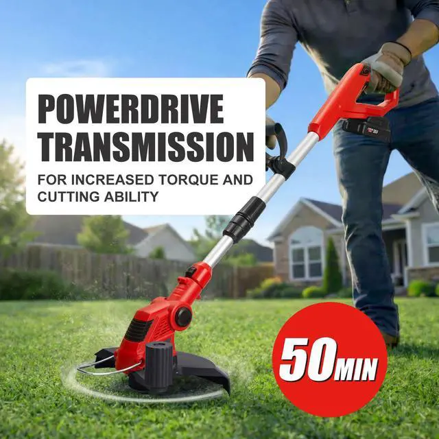 Alt view image 7 of 7 - TOPEX 20V Cordless Grass Trimmer, 30cm Grass Trimmer Lawn Mover & Edger Garden Tool, Battery Powered Grass Cutter with Spool Line for Home Yard