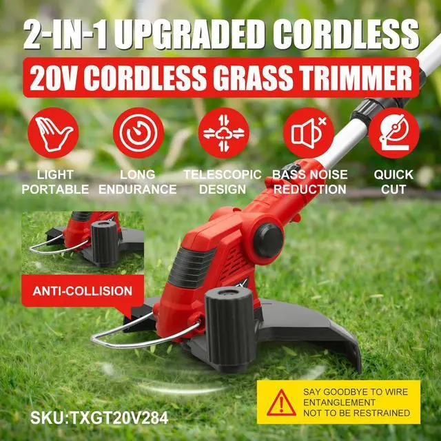 Alt view image 4 of 7 - TOPEX 20V Cordless Grass Trimmer, 30cm Grass Trimmer Lawn Mover & Edger Garden Tool, Battery Powered Grass Cutter with Spool Line for Home Yard