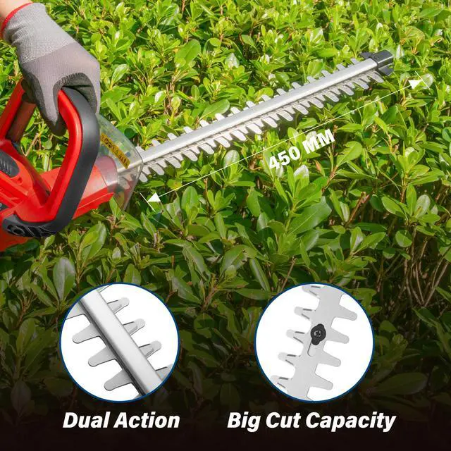 Alt view image 3 of 7 - TOPEX 20V Cordless Hedge Trimmer for Shrub, Cutting, Trimming, Pruning