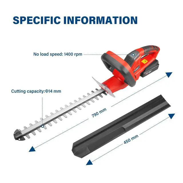 Alt view image 5 of 7 - TOPEX 20V Cordless Hedge Trimmer for Shrub, Cutting, Trimming, Pruning