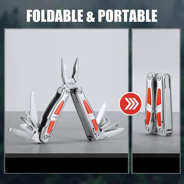 Alt view image 4 of 7 - TOPEX 16-In-1 Multitool Plier, Multi Tool Pliers, Stainless Steel Plier with Safety Locking, Cutters, Knife, Screwdrivers, Wood Saw, Can Bottle Opener