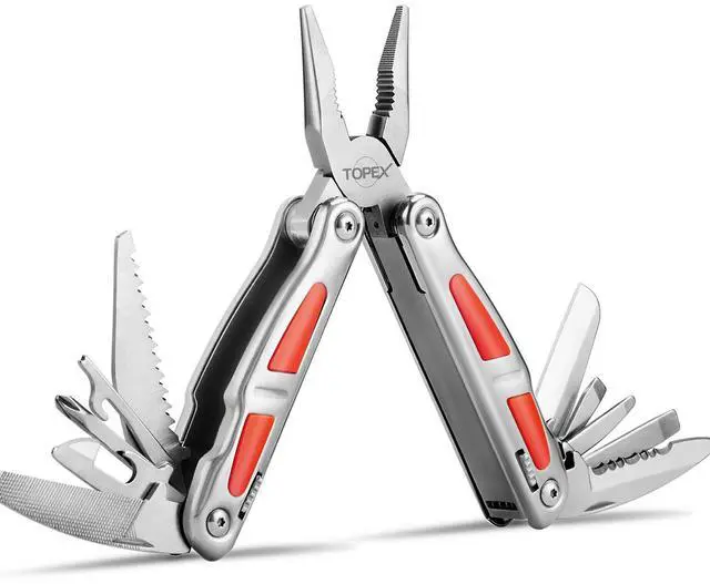 Main image of TOPEX 16-In-1 Multitool Plier, Multi Tool Pliers, Stainless Steel Plier with Safety Locking, Cutters, Knife, Screwdrivers, Wood Saw, Can Bottle Opener