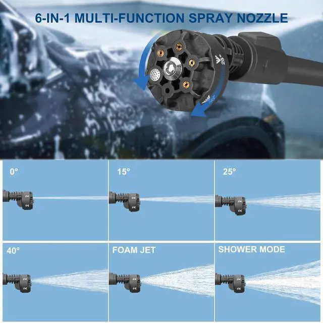 Alt view image 6 of 7 - TOPEX 20V Cordless Pressure Washer, 6-in-1 Nozzle for Washing Car/Wall/Floor, Battery