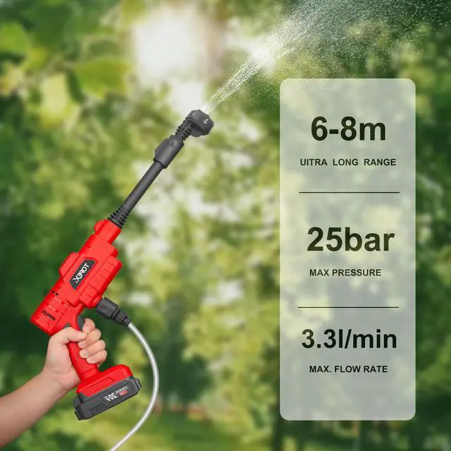 Alt view image 3 of 7 - TOPEX 20V Cordless Pressure Washer, 6-in-1 Nozzle for Washing Car/Wall/Floor, Battery