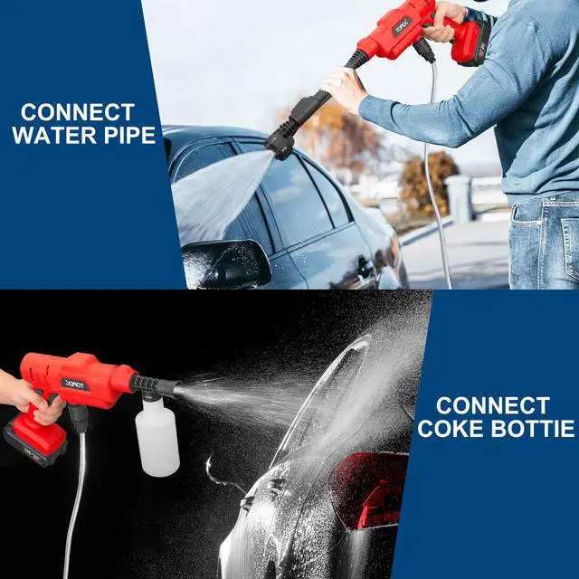 Alt view image 7 of 7 - TOPEX 20V Cordless Pressure Washer, 6-in-1 Nozzle for Washing Car/Wall/Floor, Battery