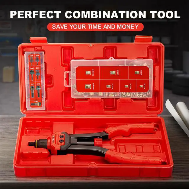 Alt view image 2 of 7 - TOPEX 160PCS Heavy Duty Nut Rivet Riveter Rivnut Nutsert Gun Riveting Kit Thread M3-12
