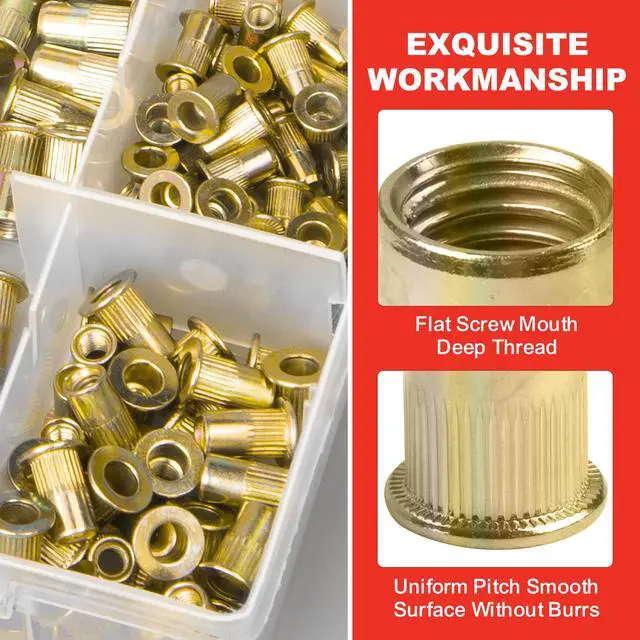 Alt view image 3 of 7 - TOPEX 160PCS Heavy Duty Nut Rivet Riveter Rivnut Nutsert Gun Riveting Kit Thread M3-12