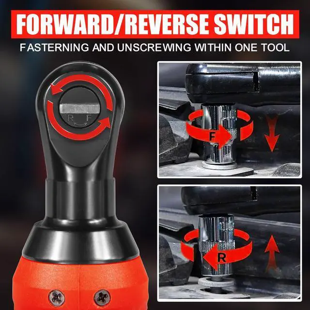 Alt view image 3 of 7 - TOPEX 3/8" 12V Cordless Electric Ratchet Wrench 45NM/33.2ft-lbs 300RPM Variable Speed & LED Light